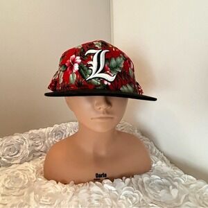 Top of the World Ball Cap Red Floral with "L" Logo Snapback OS‎